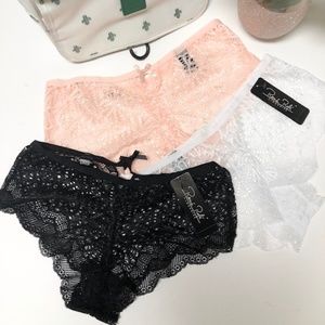 3 New Lace Hipster Panties